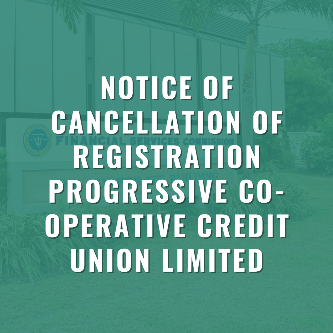 Notice of Cancellation of Registration Progressive Co-Operative Credit Union Limited
